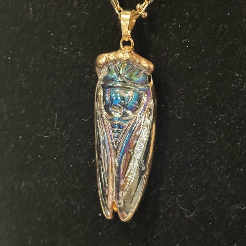 Iridescent Scarab Pendant Necklace